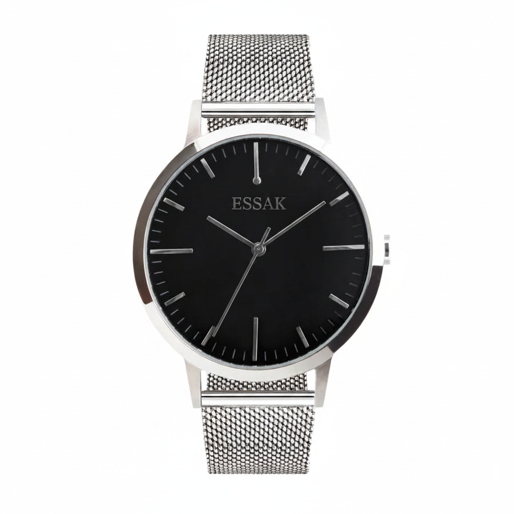 ESSAK Black Dial Silver Mesh
